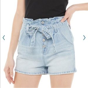 NWT SO Juniors' Paperbag Waist Mom Shorts Blue Light Wash Size 1